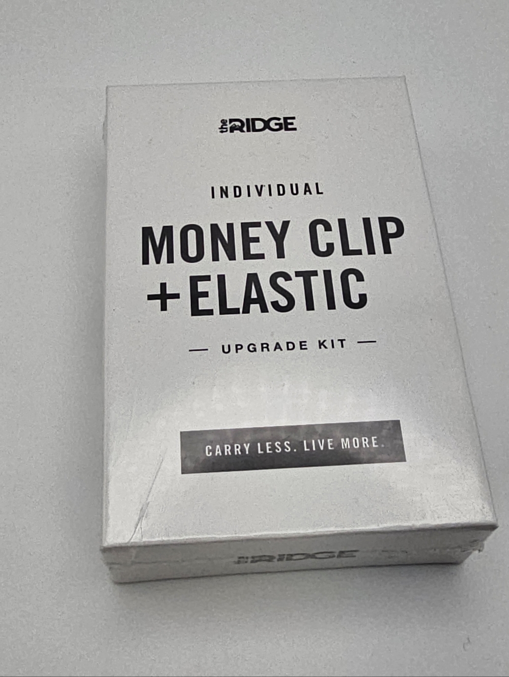 The Ridge Money Clip + Elastic Upgrade Kit - White/Silver Box